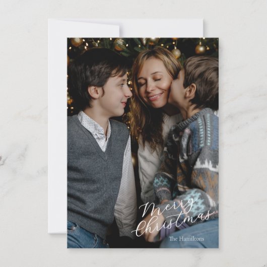 Cartes Pour Fêtes Annuelles Joyeux Noël Script Photo Marine Toile (Devant)