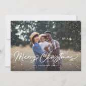 Cartes Pour Fêtes Annuelles Joyeux Noël Script photo neige Noël (Devant)