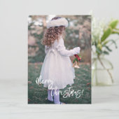 Cartes Pour Fêtes Annuelles Joyeux Noël Script Photo Noël (Debout devant)