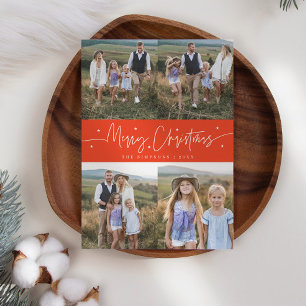 Cartes Pour Fêtes Annuelles Joyeux Noël Script Red Multi Photo