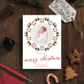 Cartes Pour Fêtes Annuelles Joyeux Noël Script Rouge et Vert Photo