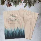 Cartes Pour Fêtes Annuelles Joyeux Noël Script Rustique Forêt de Bois
