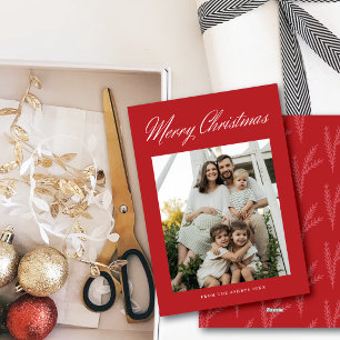 Cartes Pour Fêtes Annuelles Joyeux Noël Script Simple Élégant Une Photo
