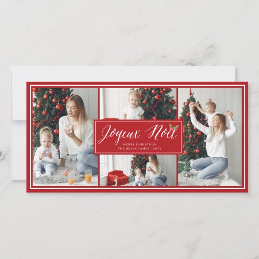 Cartes Pour Fêtes Annuelles Joyeux Noel Script simple Moderne 4 Photo Noël (Devant)