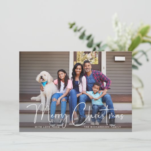 Cartes Pour Fêtes Annuelles Joyeux Noël | Script simple multi-photo (Debout devant)