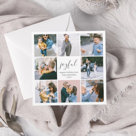 Cartes Pour Fêtes Annuelles Joyeux Noël Script Simple Photo Collage