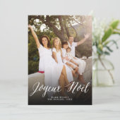 Cartes Pour Fêtes Annuelles Joyeux Noel Script simple Photo de Noël moderne (Debout devant)