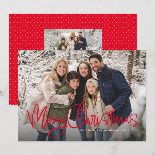 Cartes Pour Fêtes Annuelles Joyeux Noël script simple photo rouge amusant