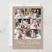 Cartes Pour Fêtes Annuelles Joyeux Noël Script Taupe 6 Photo Collage (Devant)