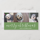 Cartes Pour Fêtes Annuelles Joyeux Noël Script vert - 3 photos (Devant)