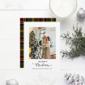 Cartes Pour Fêtes Annuelles Joyeux Noël Script Vert Jaune Photo Plaid