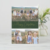 Cartes Pour Fêtes Annuelles Joyeux Noël Script vert Multi Photo (Debout devant)