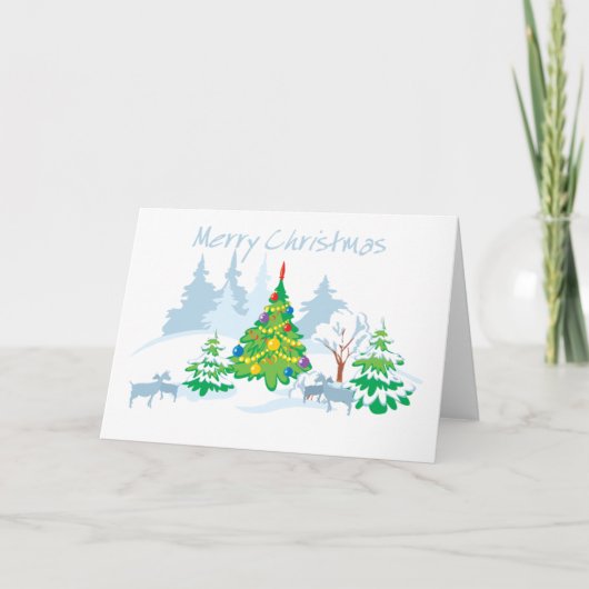 Cartes Pour Fêtes Annuelles Joyeux Noël Serene Chèvres (Devant)