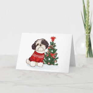 Cartes Pour Fêtes Annuelles Joyeux Noël Shih Tzu Chien