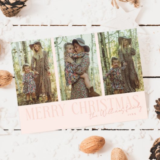 Cartes Pour Fêtes Annuelles Joyeux Noël Signature Multi Photo Peach