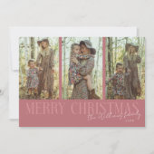 Cartes Pour Fêtes Annuelles Joyeux Noël Signature Multi Photo Rose (Devant)