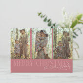 Cartes Pour Fêtes Annuelles Joyeux Noël Signature Multi Photo Rose (Debout devant)