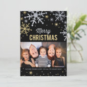 Cartes Pour Fêtes Annuelles Joyeux Noël Silver et Gold Sparkie Photo (Debout devant)