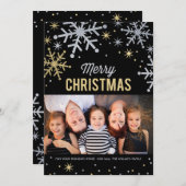 Cartes Pour Fêtes Annuelles Joyeux Noël Silver et Gold Sparkie Photo (Devant / Derrière)