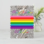 Cartes Pour Fêtes Annuelles Joyeux Noël Silver Lights Elegant LGBT Rainbow (Debout devant)