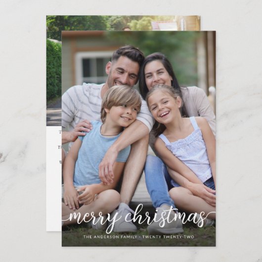 Cartes Pour Fêtes Annuelles Joyeux Noël Simple 2 Photo Moderne (Devant / Derrière)