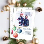 Cartes Pour Fêtes Annuelles Joyeux Noël Simple Aquarelle Ornements Photo<br><div class="desc">Ce design présente un joyeux carte photo de Noël avec un modèle photo collage,  une simple élégante aquarelle,  rouge et vert,  ornements colorés,  avec un moderne et minimaliste,  festif,  modèle carte photo de vacances.</div>
