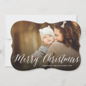 Cartes Pour Fêtes Annuelles Joyeux Noël Simple Blanc Script Photo moderne (Devant)