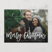 Cartes Pour Fêtes Annuelles Joyeux Noël Simple Brosse Script Photo moderne (Devant)