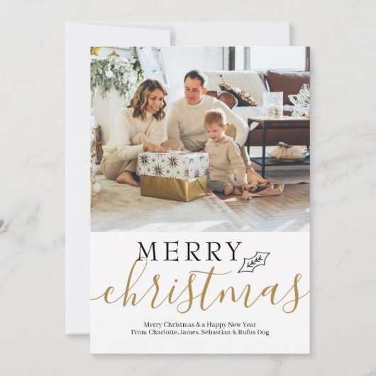 Cartes Pour Fêtes Annuelles Joyeux Noël Simple Élégant Personnalisé (Devant)