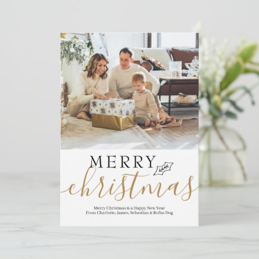 Cartes Pour Fêtes Annuelles Joyeux Noël Simple Élégant Personnalisé (Debout devant)