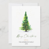 Cartes Pour Fêtes Annuelles Joyeux Noël Simple Élégant Pine Tree Salutation (Devant)