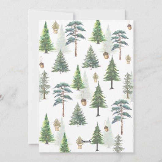 Cartes Pour Fêtes Annuelles Joyeux Noël Simple Élégant Pine Tree Salutation (Dos)