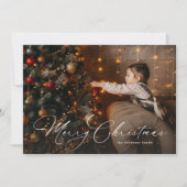 Cartes Pour Fêtes Annuelles Joyeux Noël simple élégant script photo (Devant)