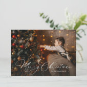 Cartes Pour Fêtes Annuelles Joyeux Noël simple élégant script photo (Debout devant)