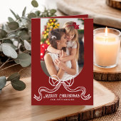 Cartes Pour Fêtes Annuelles Joyeux Noël Simple Moderne Coquette Bow Photo