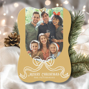 Cartes Pour Fêtes Annuelles Joyeux Noël Simple Moderne Coquette Bow Photo