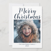 Cartes Pour Fêtes Annuelles Joyeux Noël Simple Photo Moderne Blanc (Devant)