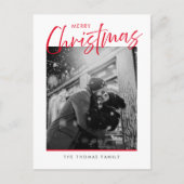 Cartes Pour Fêtes Annuelles Joyeux Noël Simple Photo Rouge (Devant)