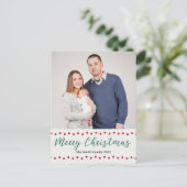 Cartes Pour Fêtes Annuelles Joyeux Noël Simple Rouge et Vert Photo personnalis (Debout devant)