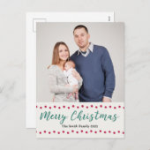 Cartes Pour Fêtes Annuelles Joyeux Noël Simple Rouge et Vert Photo personnalis (Devant / Derrière)