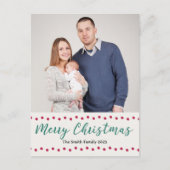 Cartes Pour Fêtes Annuelles Joyeux Noël Simple Rouge et Vert Photo personnalis (Devant)