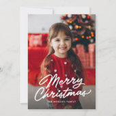 Cartes Pour Fêtes Annuelles Joyeux Noël simple script décontracté une photo (Devant)
