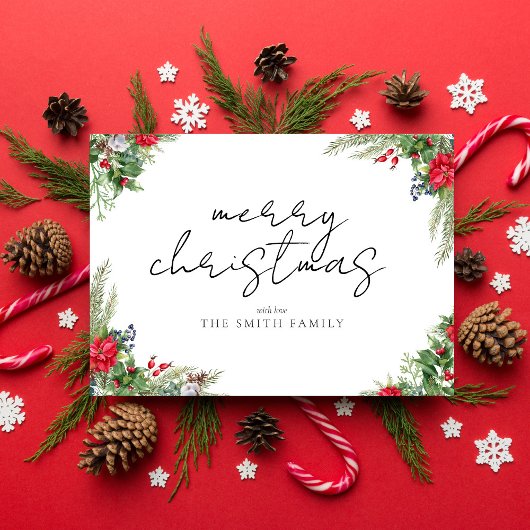 Cartes Pour Fêtes Annuelles Joyeux Noël Simple Script Foliing hiver