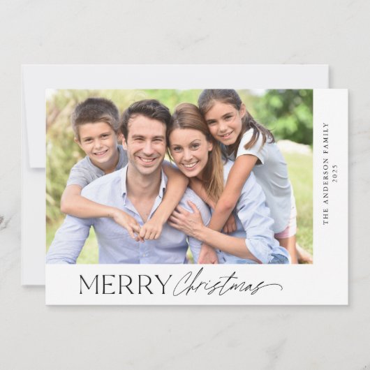 Cartes Pour Fêtes Annuelles Joyeux Noël Simple Script Photo (Devant)