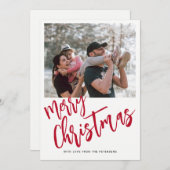 Cartes Pour Fêtes Annuelles Joyeux Noël simple script photo (Devant / Derrière)