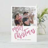 Cartes Pour Fêtes Annuelles Joyeux Noël simple script photo (Debout devant)