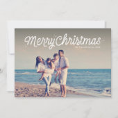 Cartes Pour Fêtes Annuelles Joyeux Noël simple script rétro une photo (Devant)