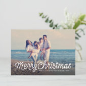 Cartes Pour Fêtes Annuelles Joyeux Noël simple script rétro une photo (Debout devant)