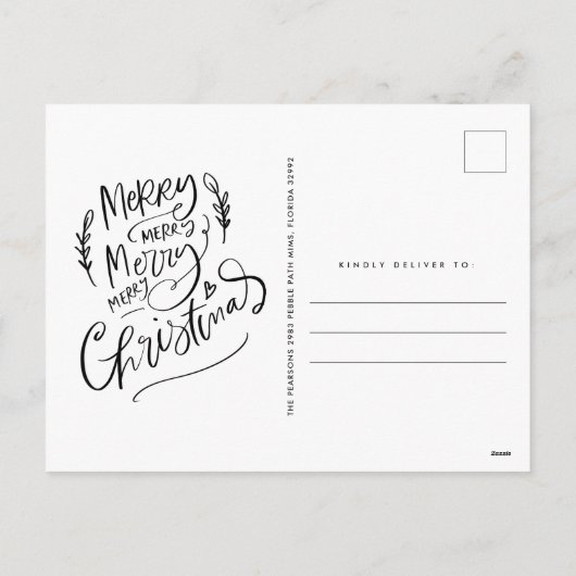 Cartes Pour Fêtes Annuelles Joyeux Noël Simple Vacances Photo Moderne (Dos)