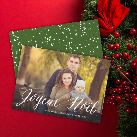 Cartes Pour Fêtes Annuelles Joyeux Noel Simple White Script Photo de Noël